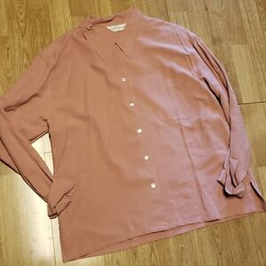 Vintage 100% silk dusty pink button front blouse